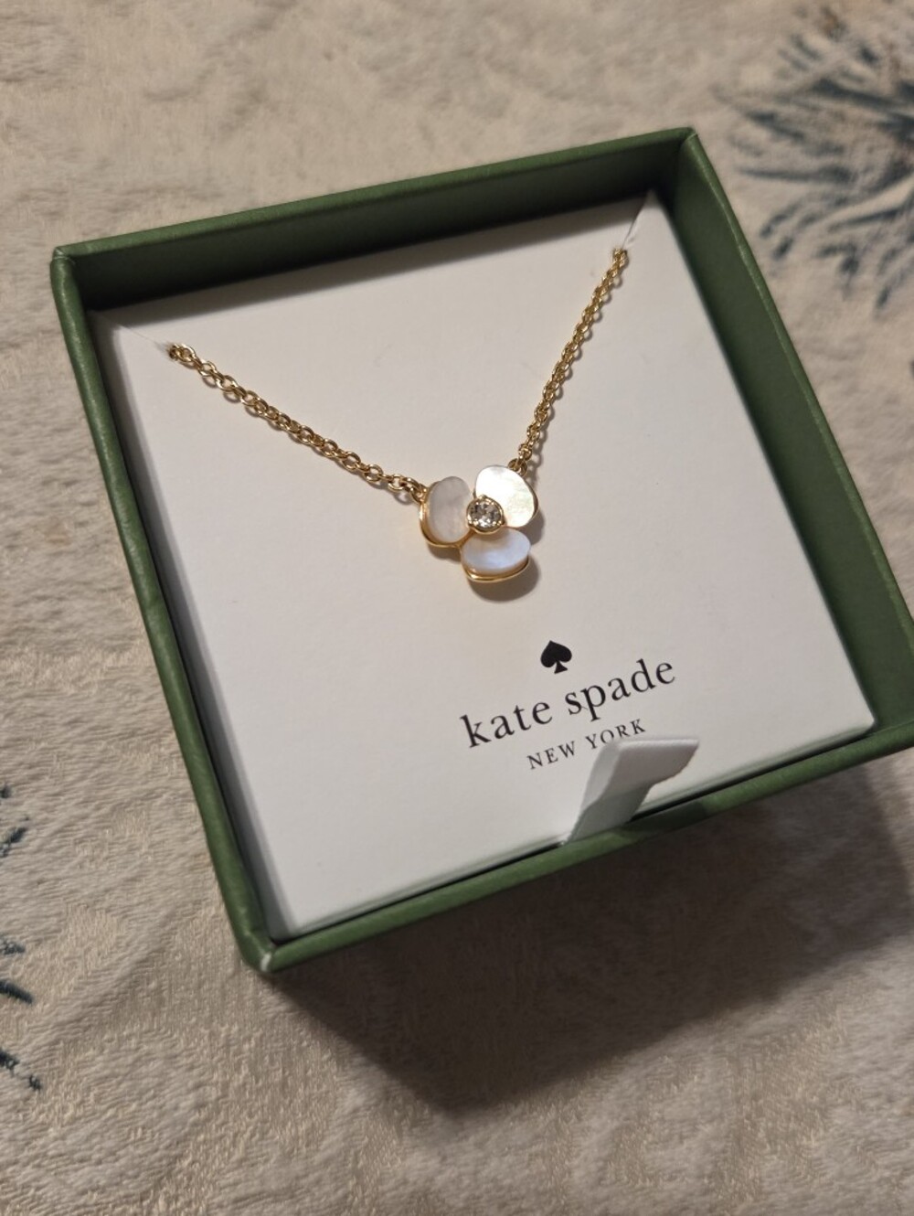 Kate Spade Gold & White Floral Pendant Necklace